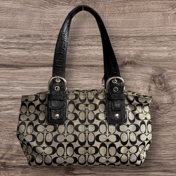 COACH BAG SATCHEL BROWN AND BLACK - WELL LOVED - Picture 2 of 8